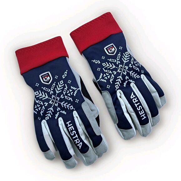 Hestra Women's XC Primaloft Size 8 Ski Gloves Snow Skiing Red White Blue - Picture 1 of 5